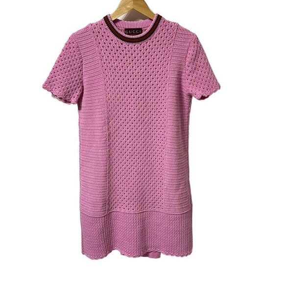 Gucci Sweaters - Gucci Dress Size M Women's - 786422 Pink X Red X Green Short Sleeve Knee Length